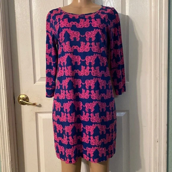 lilly pulitzer pink elephant dress Lilly Pulitzer Pink Elephant Dress Lilly Pulitzer Marlow Pink Elephant Dress Size Medium